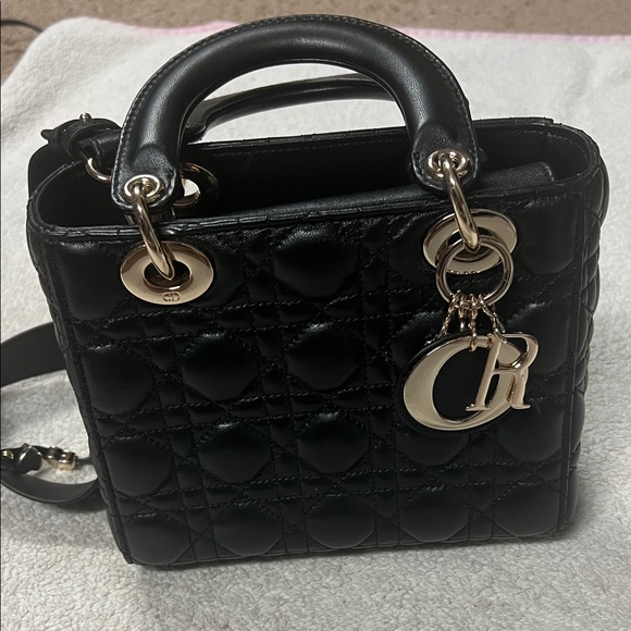 Chic Black Quilted Mini Satchel with Gold Accents - Picture 1 of 5